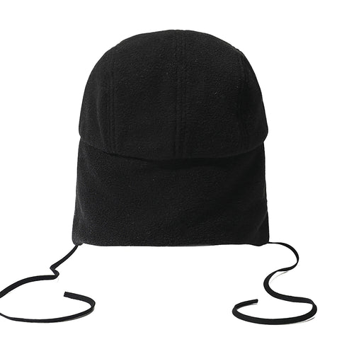 Earflap 5 Panel Fleece Hat Black
