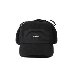 Earflap 5 Panel Fleece Hat Black