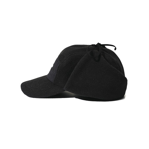 Earflap 5 Panel Fleece Hat Black
