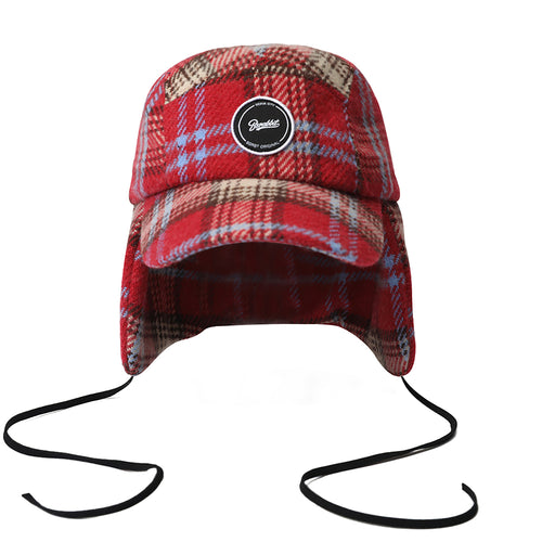 Earflap 5 Panel Hat Pink / Beige Check