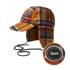 Earflap 5 Panel Hat Mustard Check