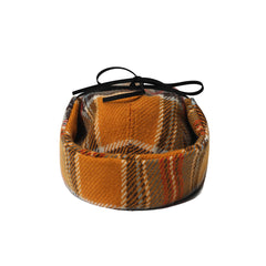 Earflap 5 Panel Hat Mustard Check