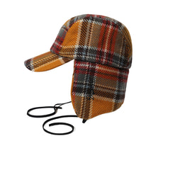 Earflap 5 Panel Hat Mustard Check