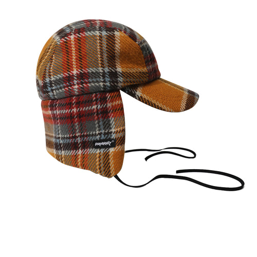 Earflap 5 Panel Hat Mustard Check