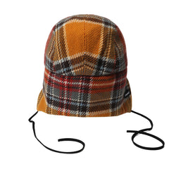 Earflap 5 Panel Hat Mustard Check