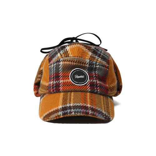 Earflap 5 Panel Hat Mustard Check