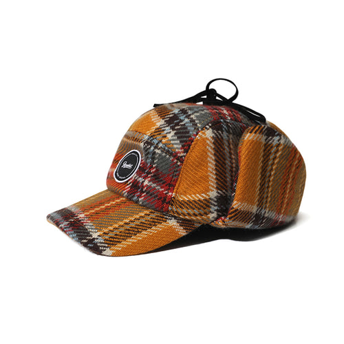 Earflap 5 Panel Hat Mustard Check