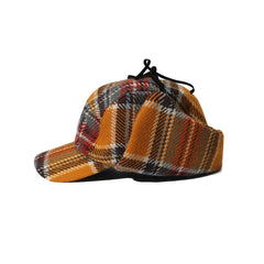 Earflap 5 Panel Hat Mustard Check