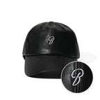 B Logo Vegan Leather Cap Black
