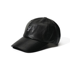 B Logo Vegan Leather Cap Black