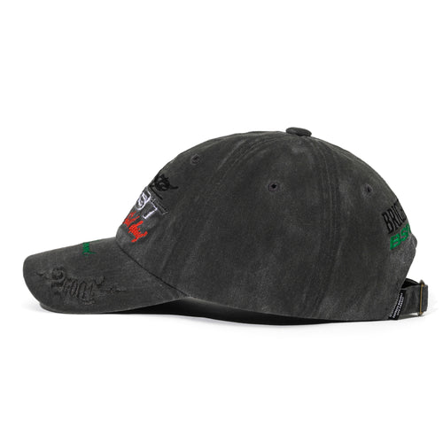 3D Embroidery Dirty Washed Cotton Cap Black