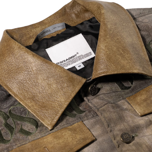 Rustic Artwork Wide Work Jacket Wood Brown