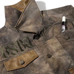 Rustic Artwork Wide Work Jacket Wood Brown