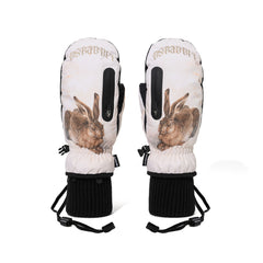Earth Tone Art Print Zip Pocket Mittens Hare
