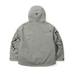 Dual Zip Seam Sealing Hooded Jacket Ink Splatter Gray