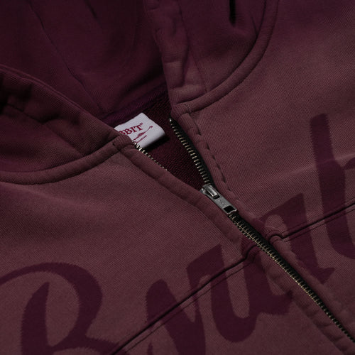 Bsr Washed Zip-Up Hoodie Wine