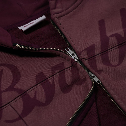 Bsr Washed Zip-Up Hoodie Wine