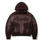 Bsr Washed Zip-Up Hoodie Brown