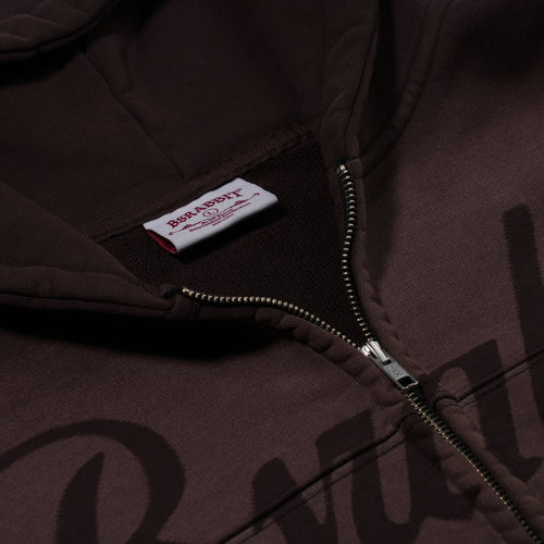 Bsr Washed Zip-Up Hoodie Brown
