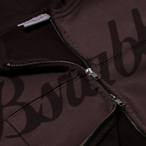 Bsr Washed Zip-Up Hoodie Brown