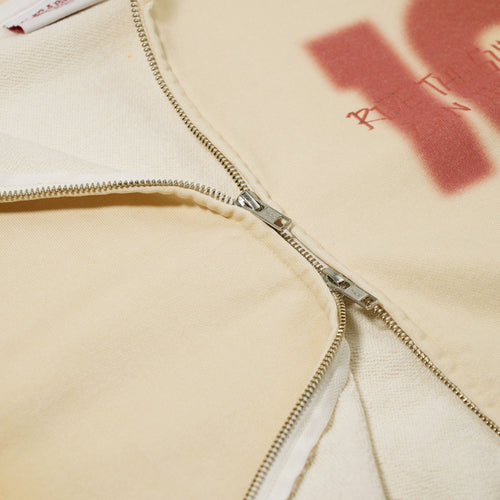 Oil-Washed Graphic Zip-Up Hoodie Ivory