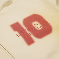 Oil-Washed Graphic Zip-Up Hoodie Ivory