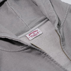 Oil-Washed Graphic Zip-Up Hoodie Light Gray
