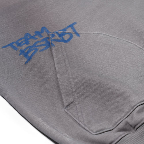 Oil-Washed Graphic Zip-Up Hoodie Light Gray