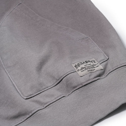 Oil-Washed Graphic Zip-Up Hoodie Light Gray