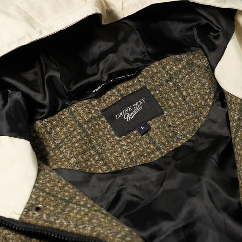 Dsxbs Classic Wool Hooded Jacket Khaki Check