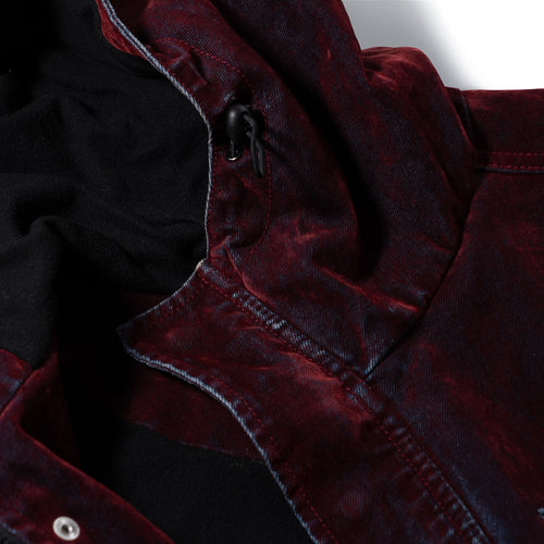 Dsxbs Wax Real Denim Hooded Jacket Worn Red Denim