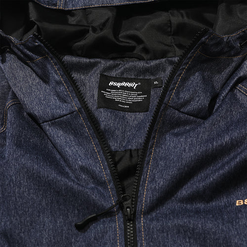 Brt Logo Stitch Hooded Jacket Denim Blue