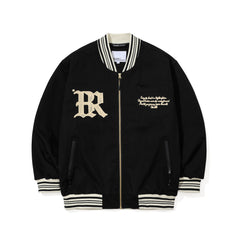 Seoul Embroidery Varsity Jacket Black