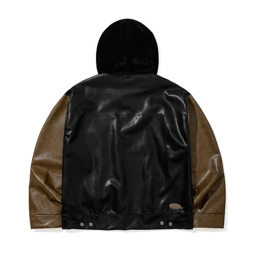 Aged Contrast Hoodie Jacket Black
