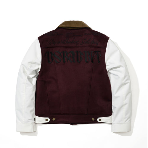 Mixed Wide Work Jacket Burgundy