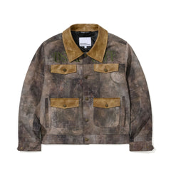Rustic Artwork Wide Work Jacket Wood Brown