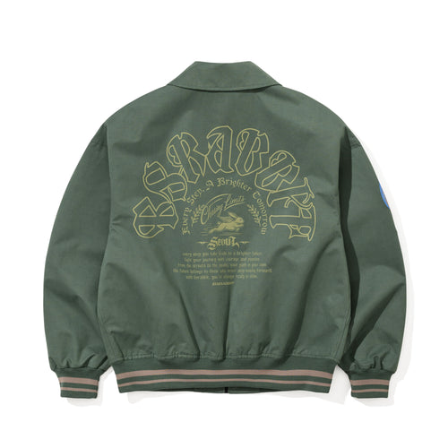 Crest Patch Varsity Jacket Green