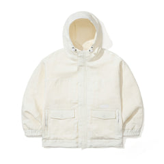Classy Linen Wide Hooded Jacket Ivory