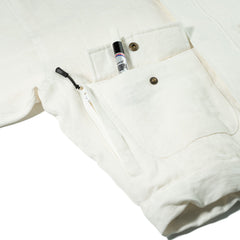 Classy Linen Wide Hooded Jacket Ivory