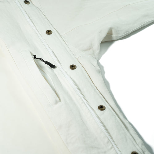 Classy Linen Wide Hooded Jacket Ivory