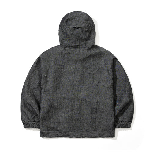 Classy Linen Wide Hooded Jacket Black