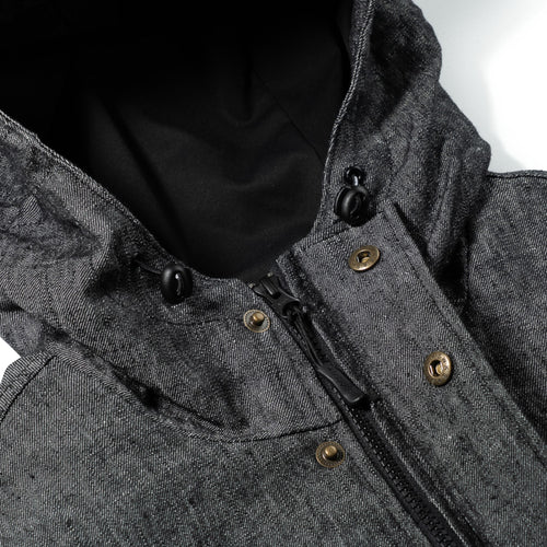 Classy Linen Wide Hooded Jacket Black