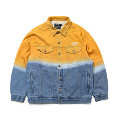Tiedye Washing Over Denim Trucker Jacket Tiedye Yellow