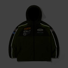 Patched Utility Hooded Jacket Jacket Green