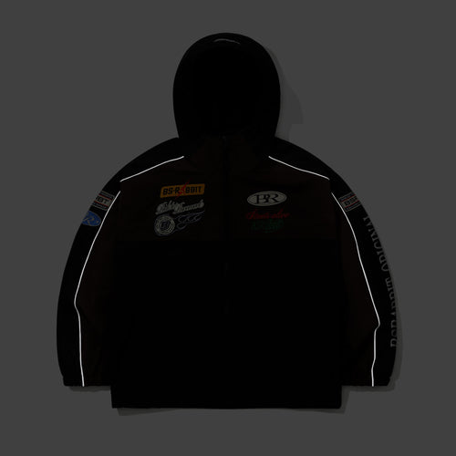 Patched Utility Hooded Jacket Black / Dark Brown