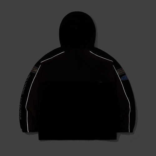 Patched Utility Hooded Jacket Black / Dark Brown