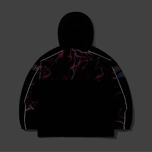 Patched Utility Hooded Jacket Black / Thunder Pink