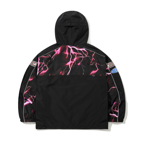 Patched Utility Hooded Jacket Black / Thunder Pink