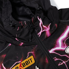 Patched Utility Hooded Jacket Black / Thunder Pink