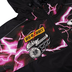 Patched Utility Hooded Jacket Black / Thunder Pink